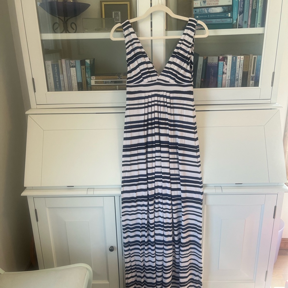 Banana Republic blue striped jersey maxi dress (M)
